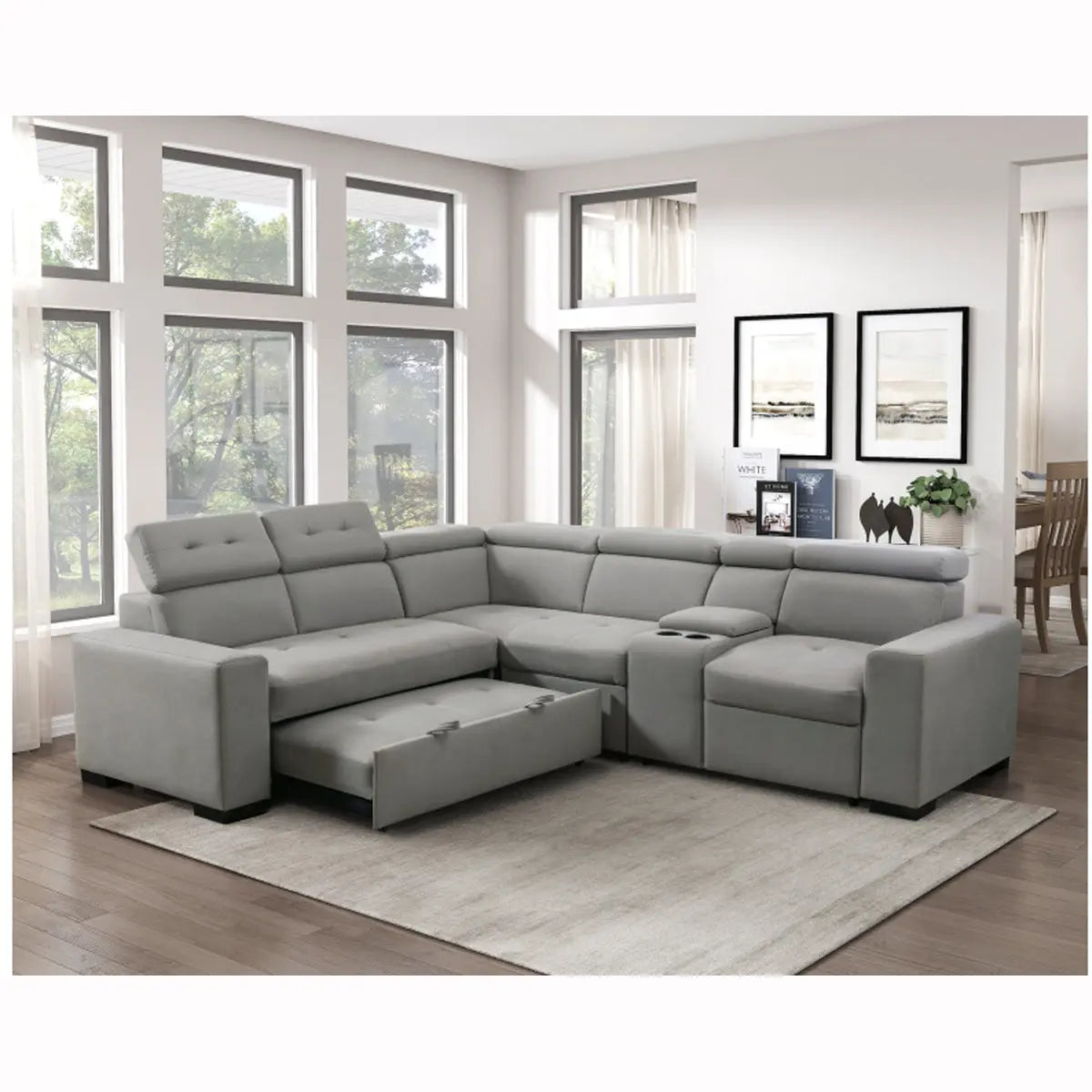 Farrah 9219 Sectional Sofa with Pull Out Bed Mazin