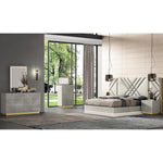 AKIRA 6 PC Bedroom Set in Grey Lacquer Kwality