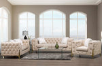 Moderno 3pc Tufted Fabric Sofa Set in Cream Matrix Furniture