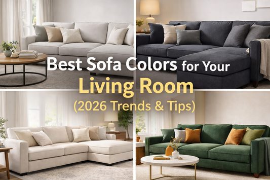 Living room sofas in neutral, dark, light, and green colors showing different sofa color options and styles
