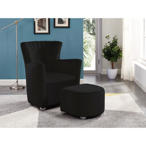 Accent Chair & Ottoman in Black 0711 BLk.