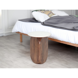 Accent Table in Walnut/White 11391.