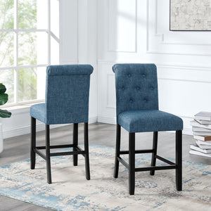 24" Counter Bar Stool Set Of 2 Blue 11626