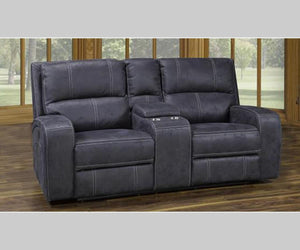 Perth Power Reclining Loveseat in Stone Grey Blue
