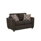 CHOCOLATE BROWN LOVESEAT WITH CUSHIONS