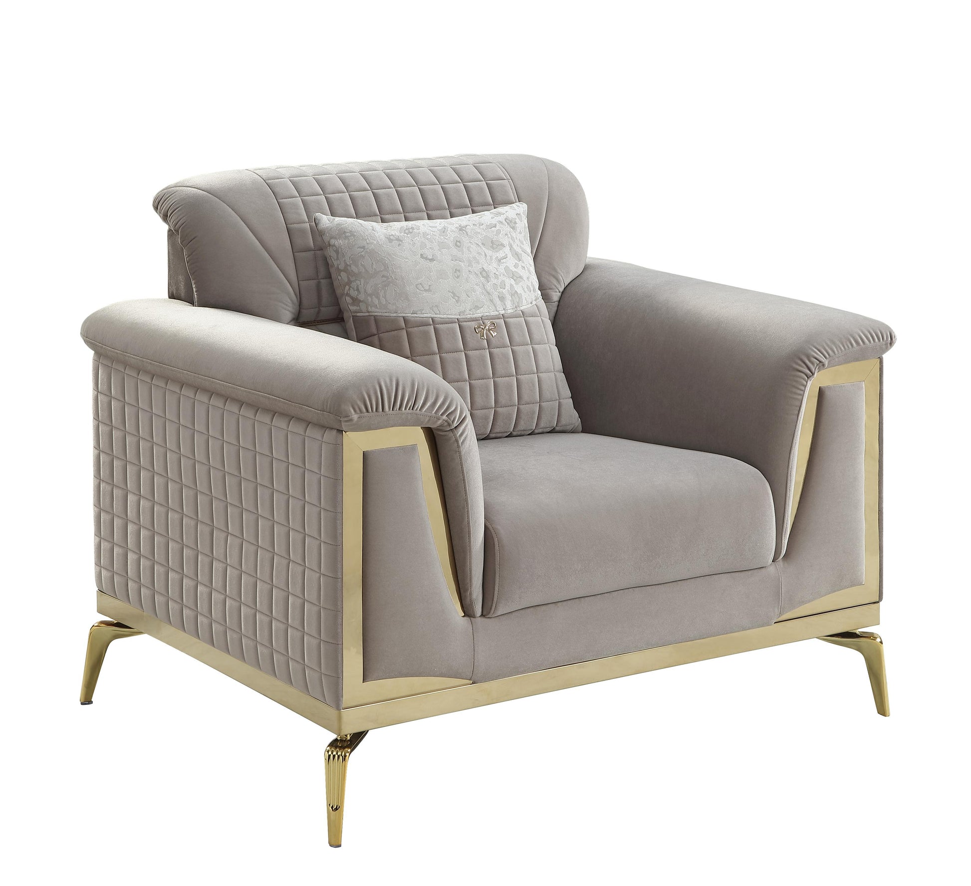 L6125-AIDA- Luxury Modern Living Room Sofa Set with Gold Accents -TAUPE Matrix Furniture
