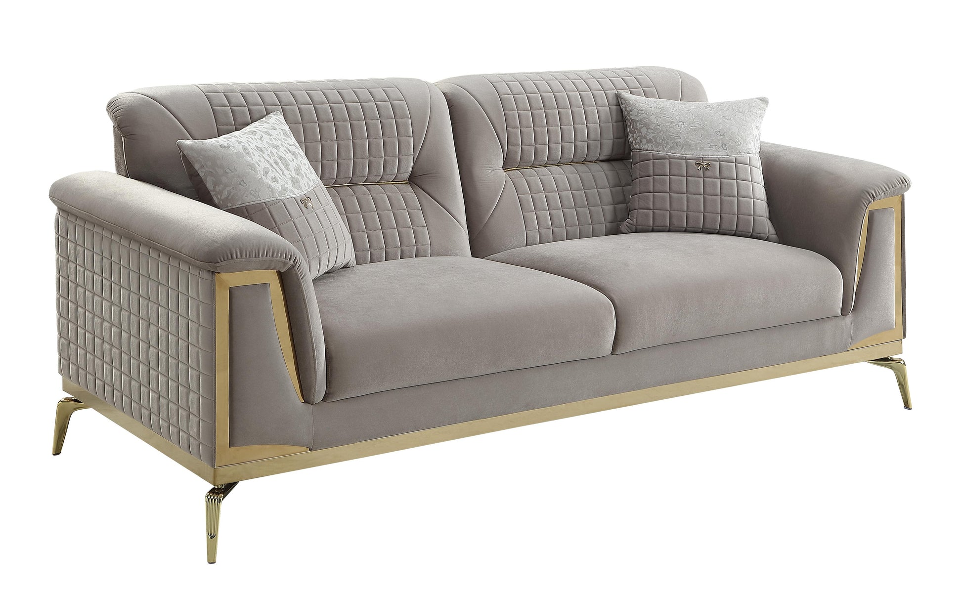 L6125-AIDA- Luxury Modern Living Room Sofa Set with Gold Accents -TAUPE Matrix Furniture