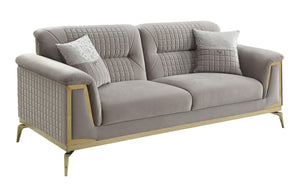 L6125-AIDA- Luxury Modern Living Room Sofa Set with Gold Accents -TAUPE Matrix Furniture