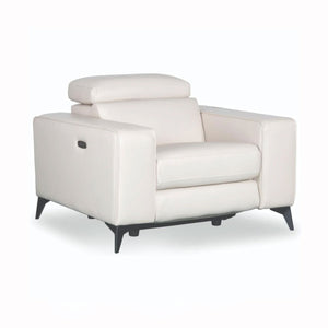 Amiyah Dual Power leather Reclining Chair in Grey/Beige