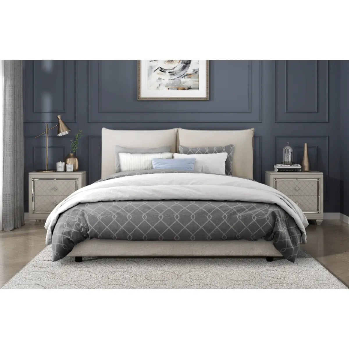 Linna Upholstered Platform Bed 1930 Mazin