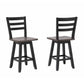22315 Counter Height Swivel Bar Stool Set of 2 in Oak/Dark Grey