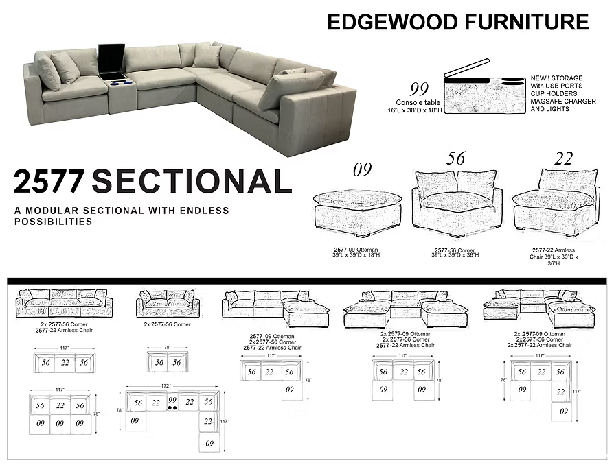 ELBA Modern Sectional – Canadian Made 2577 Amro Furniture