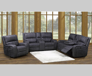 Perth Power Reclining Sofa Set in Stone Grey Blue