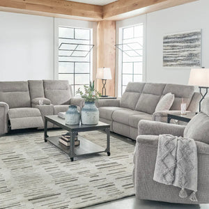 Grey Fabric Power Reclining sofa set ashley