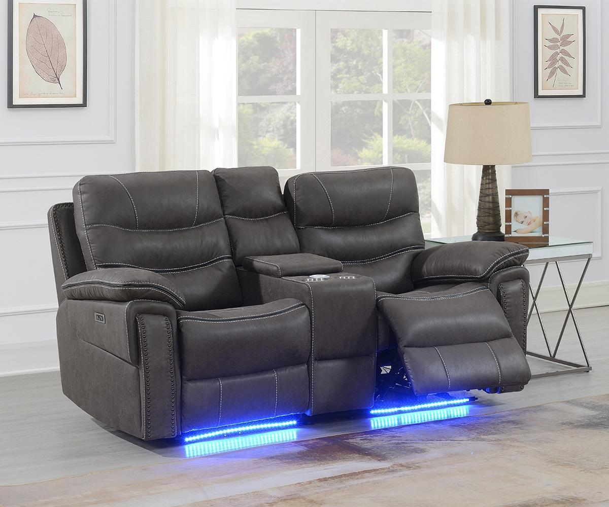 Kwality Morgan Power Reclining LeatherAir Loveseat in Grey Kwality
