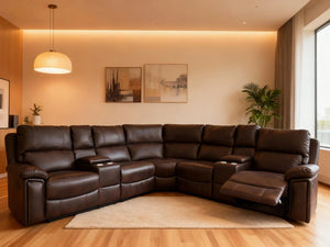 399 – MANUAL RECLINER SECTIONAL – BROWN and BLACK