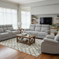 TREVOR MANUAL RECLINING SOFA - STONE Brassex