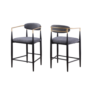 61327 Counter Bar Stool Set of 2 in Grey