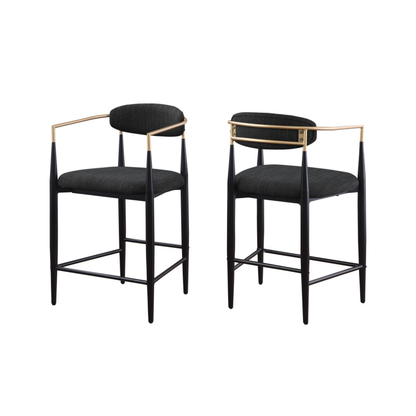 61329 Counter Bar Stool Set of 2 in Black