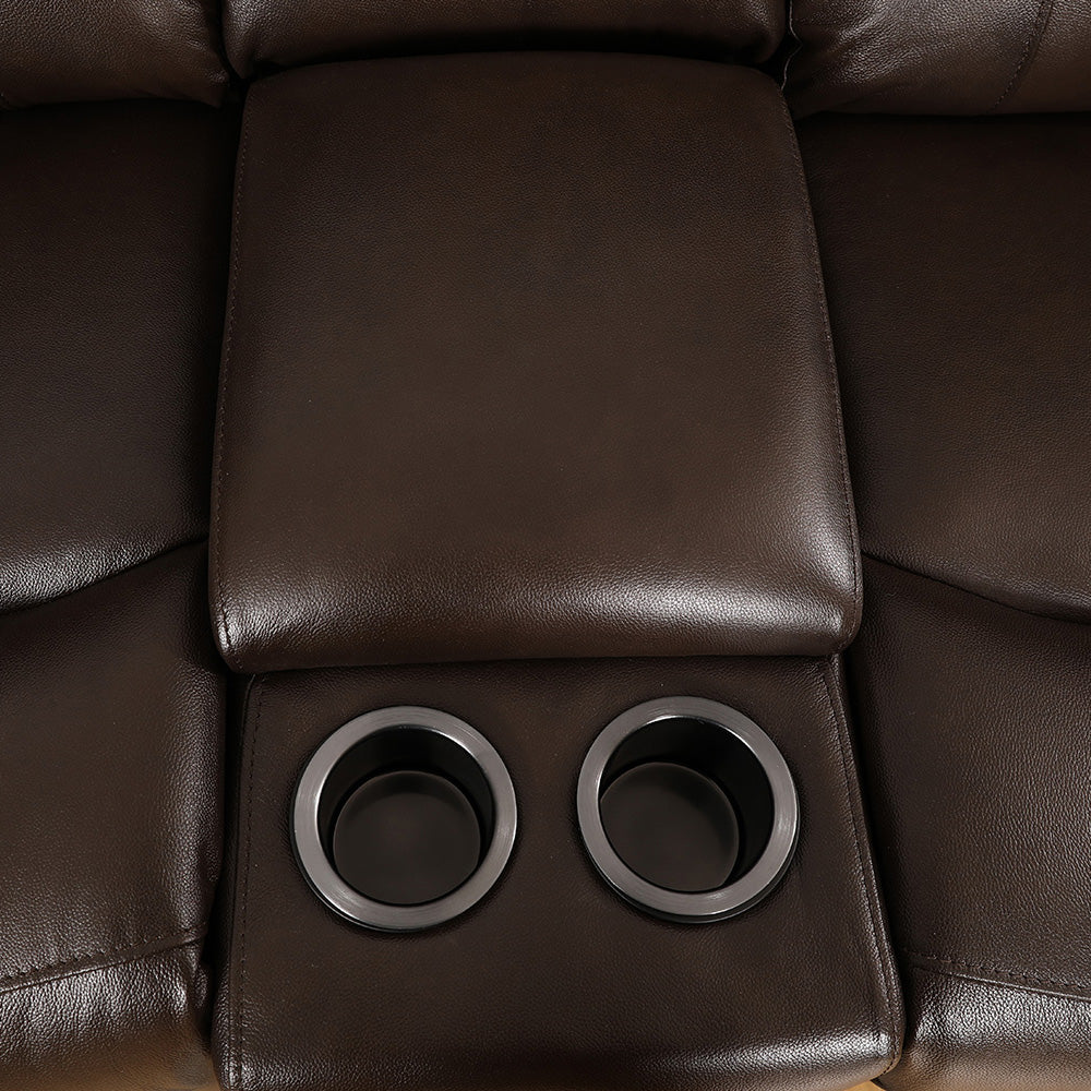 Maxim Leather Reclining Sectional in Chocolate Brown Kwality