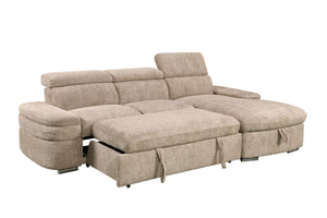 Carter 2-Piece Right -Facing Fabric Sofa Bed with Storage Chaise - BEIGE
