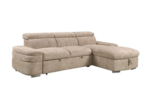 Carter 2-Piece Right -Facing Fabric Sofa Bed with Storage Chaise - BEIGE