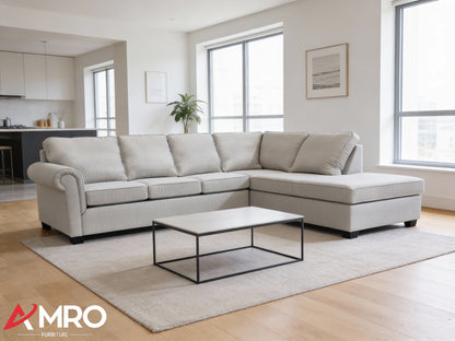 Made in Canada Morgan 2-Piece Modern Light Grey Fabric Sectional