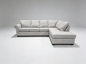 Made in Canada Morgan 2-Piece Modern Light Grey Fabric Sectional