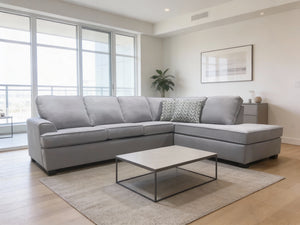 Made in Canada Morgan 2-Piece Modern Grey Fabric Sectional