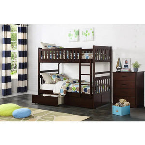 Rowe Twin Over Twin Bunk Bed in Dark Brown Mazin