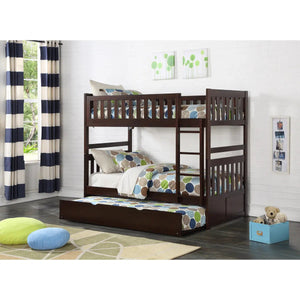 Rowe Twin Over Twin Bunk Bed in Dark Brown Mazin