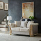 Chateau Beige Fabric 3 PC Sofa Set with Gold-tone Accents 8625 Matrix Furniture