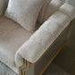 Chateau Beige Fabric 3 PC Sofa Set with Gold-tone Accents 8625 Matrix Furniture