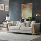 Chateau Beige Fabric 3 PC Sofa Set with Gold-tone Accents 8625 Matrix Furniture
