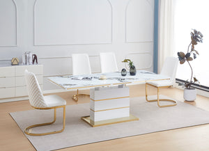 White Faux Marble table and 4 chairs DT333 Dining Set