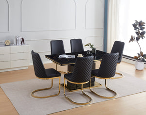 Black and Gold 7 PC Dining Set