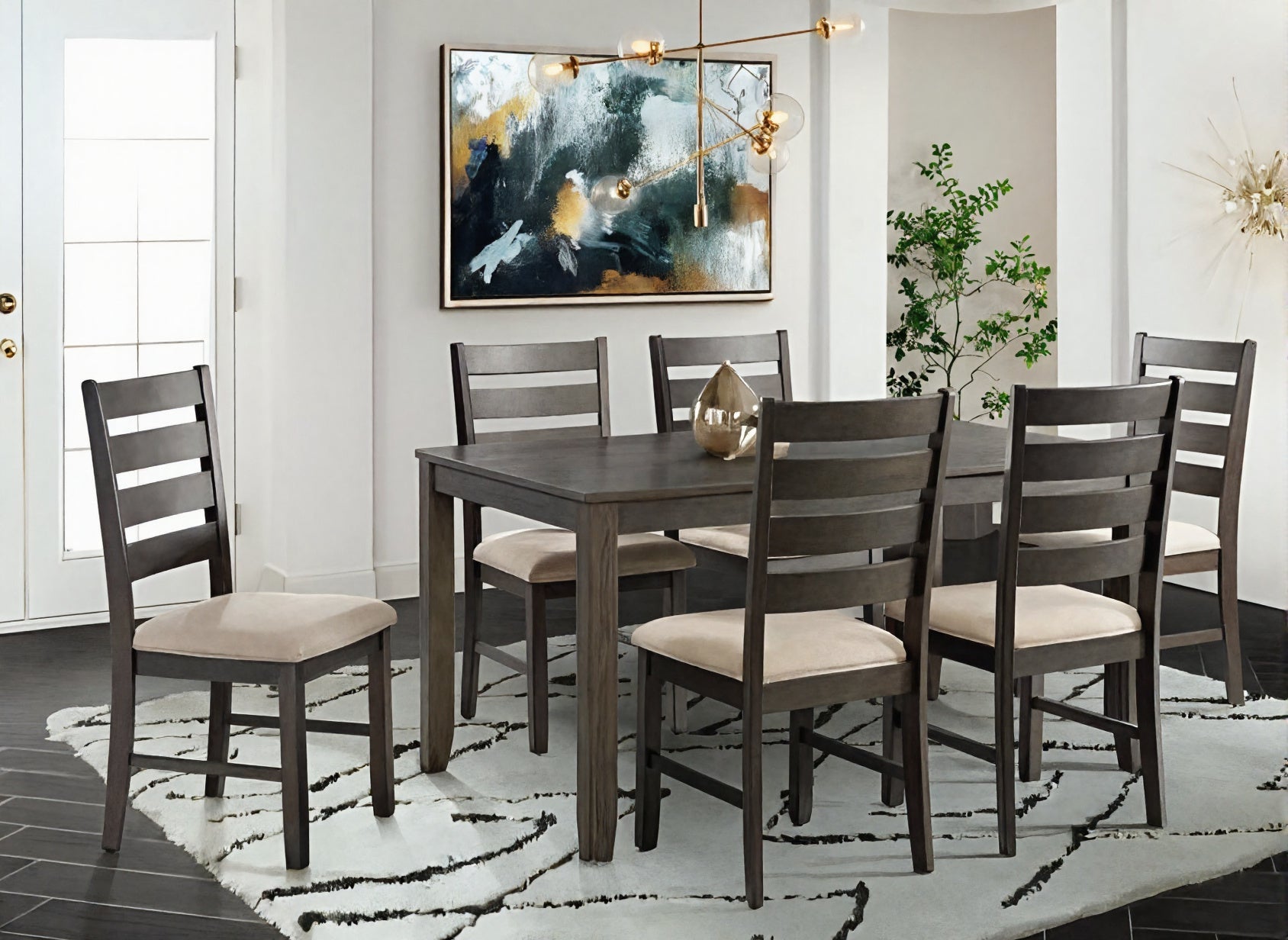 Brock 7pc Solid Wood Dining Set AFD imports