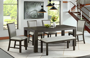 Grady 6pc Wooden Dining Set Dark Brown AFD imports