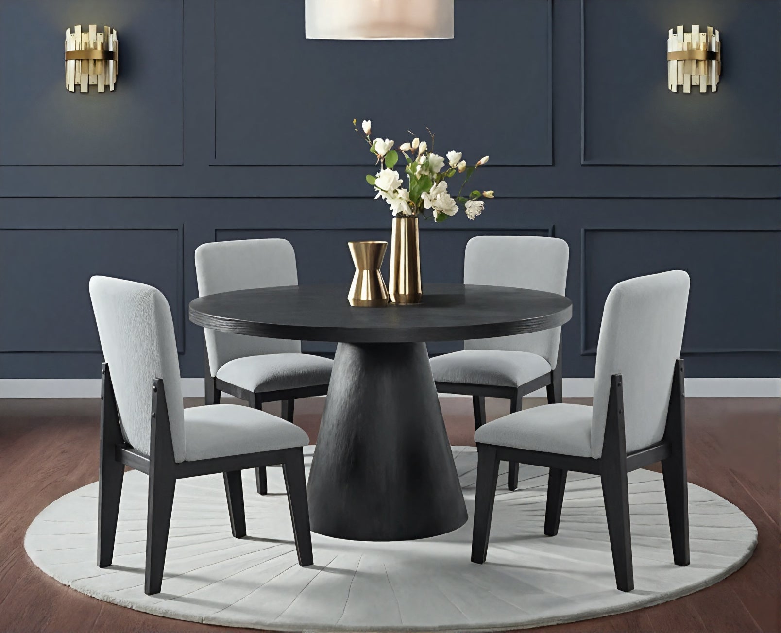 Portland 5 Piece Round Dining Set in Black AFD imports