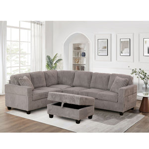 Gillian Reversible Sectional with Ottoman in Grey