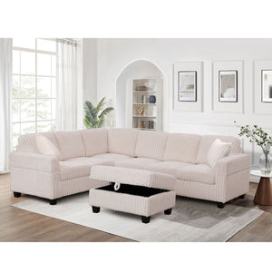 Gillian Reversible Sectional with Ottoman in Beige