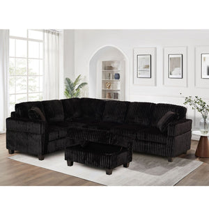 Gillian Reversible Sectional with Ottoman in Black