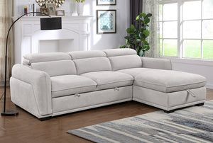 Grey Sleeper Sectional With Large Storage Chaise- Right