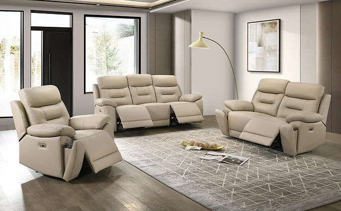 Mapel Beige Power Leather Reclining Sofa Set IFDC Furniture