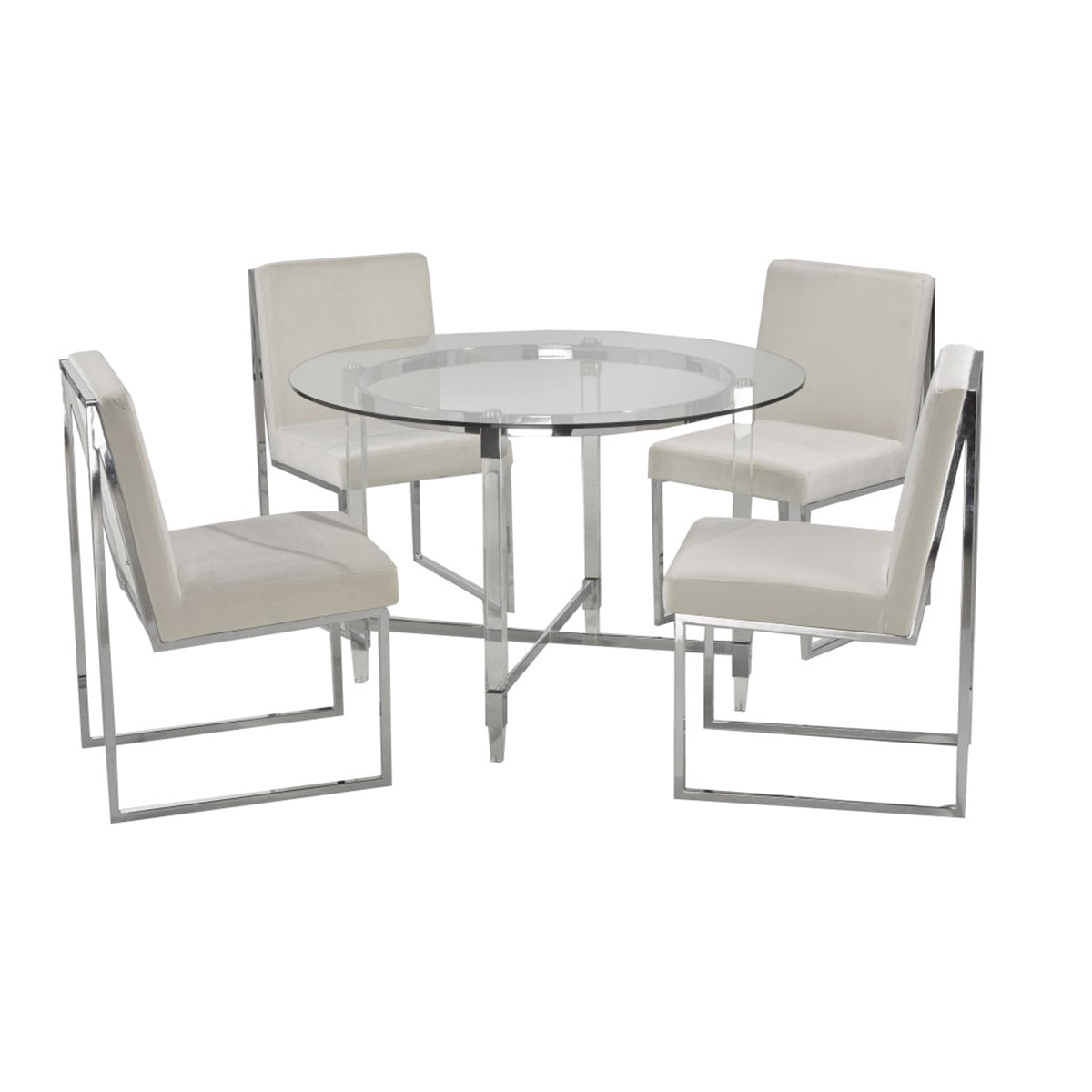 Indira 5-Piece Dining Set in White| Amrofurniture.com
