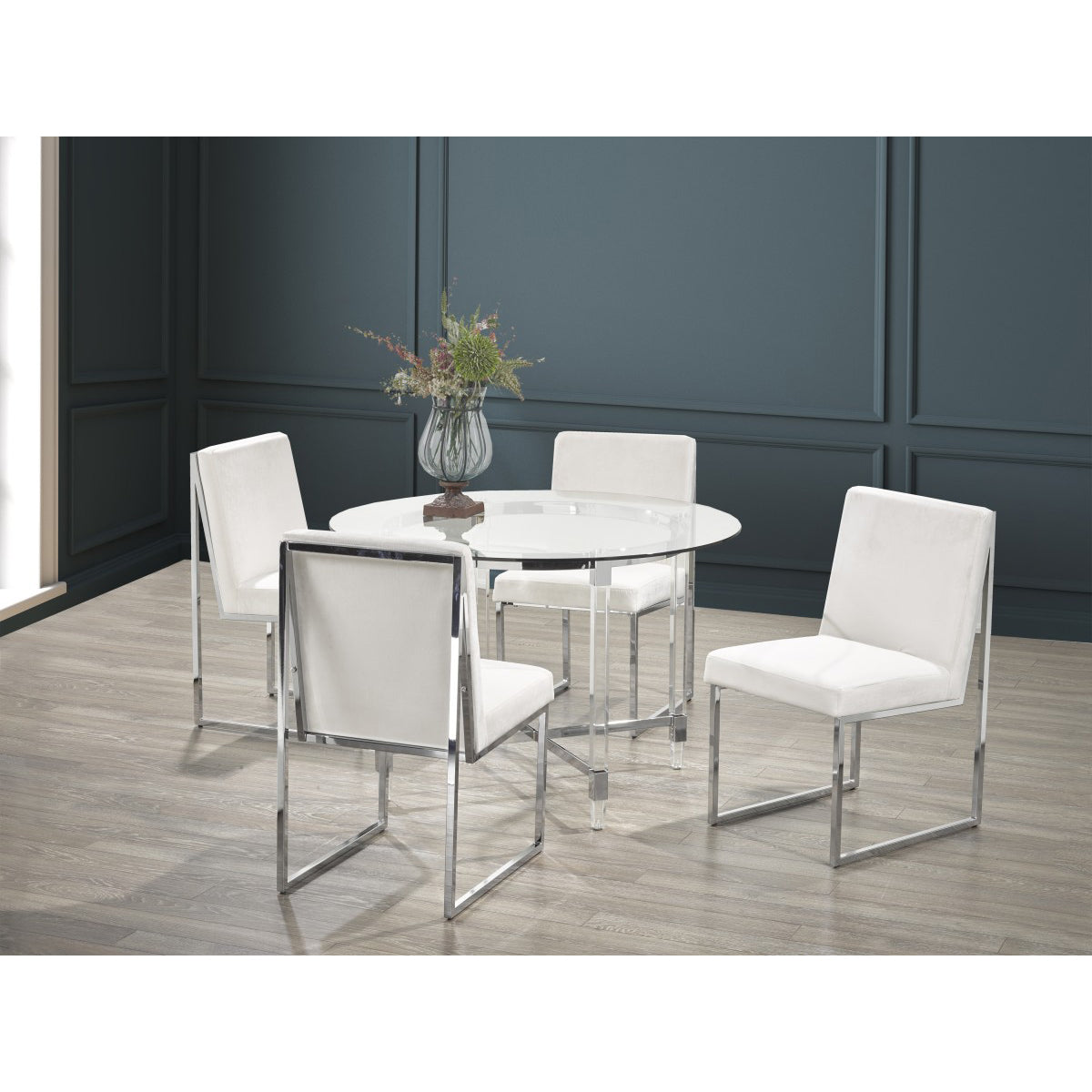 Indira 5-Piece Dining Set in White| Amrofurniture.com