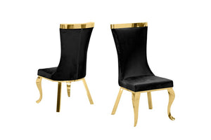 Florence Black Marble Dining Set – Luxury Gold Base & Velvet Chairs