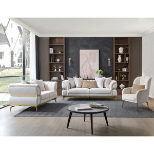 Juno Upholstered Sofa Set In Grey/White