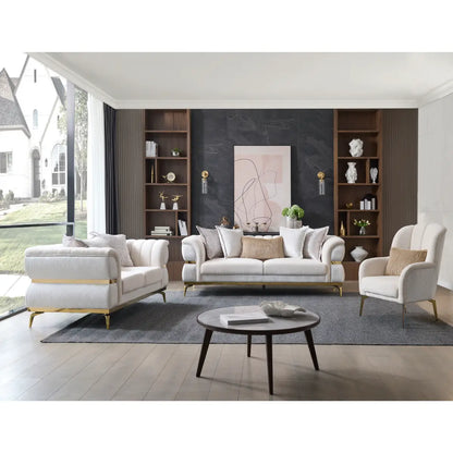 Juno Upholstered Sofa Set In Grey/White