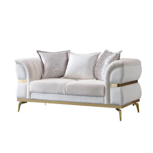 Juno Upholstered Loveseat In Grey/White